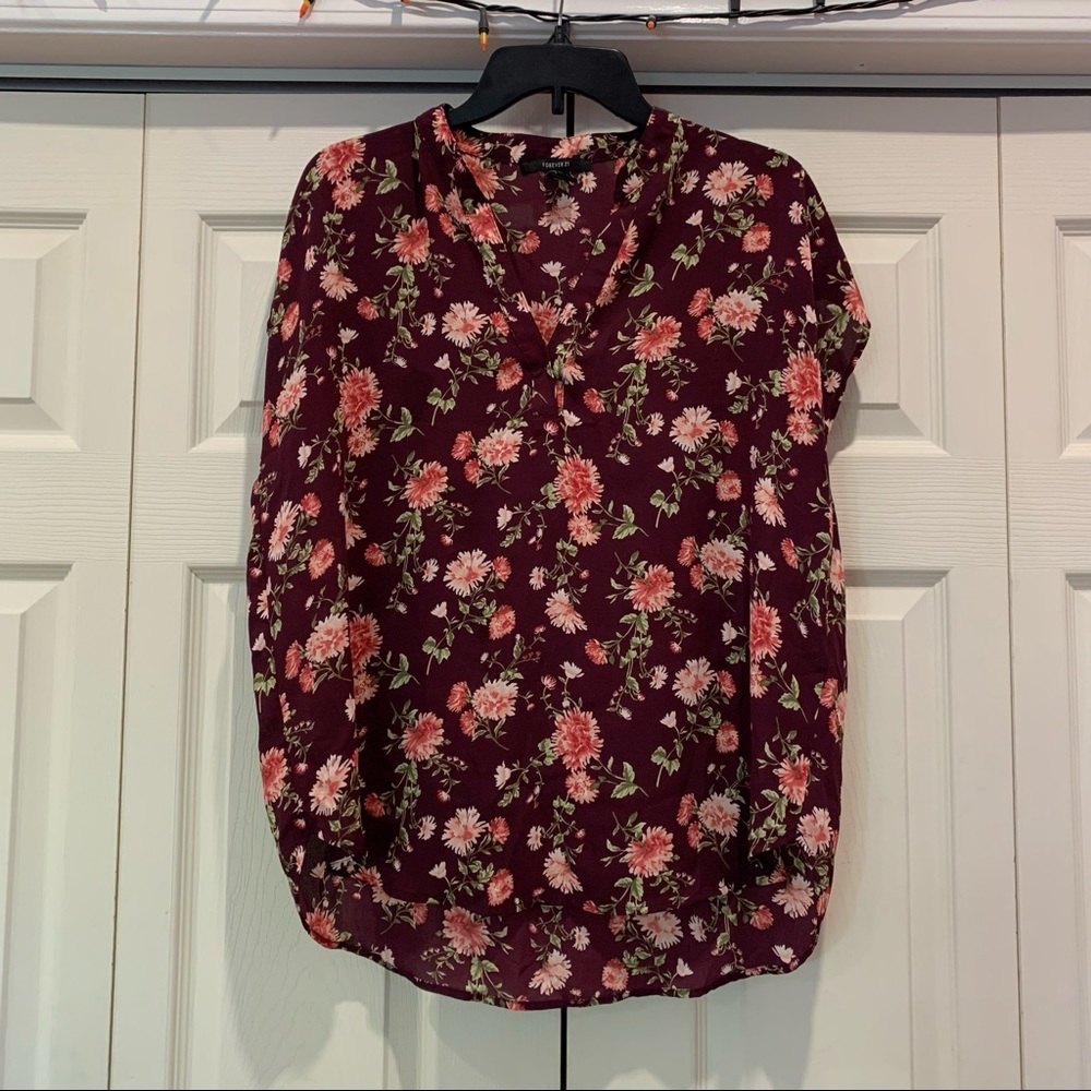Magenta Floral F21 Blouse